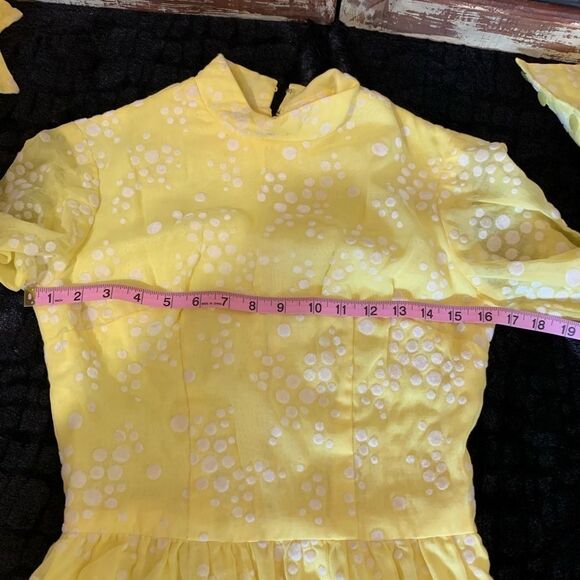 Vintage Rare Flocked Yellow Maxi‎ Dress - Picture 11 of 16